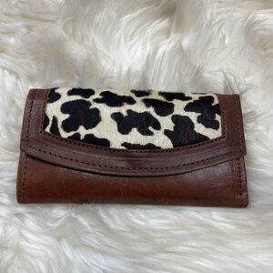 Leaders In Leather Cow Hair Wallet Western Cute Tri-fold Snap